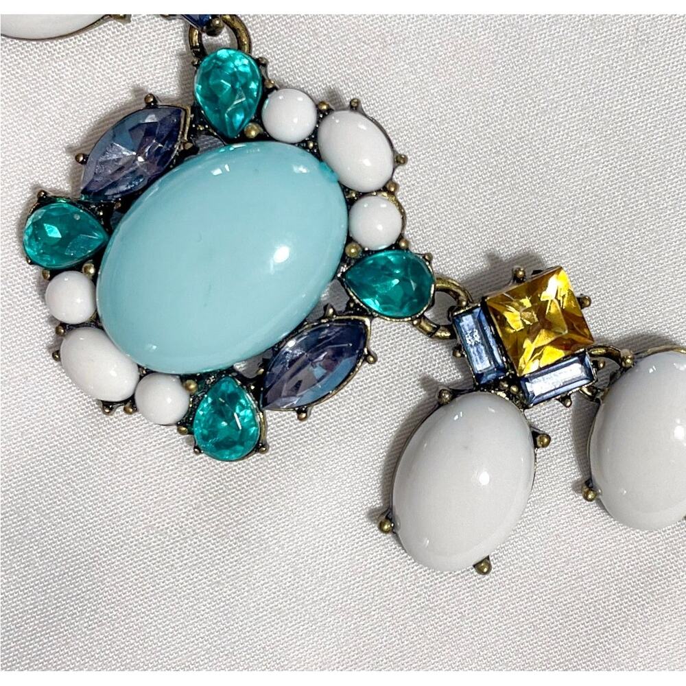 Sugarfix by Baublebar Statement Necklace Blue‎ White Aqua Rhinestone Beaded